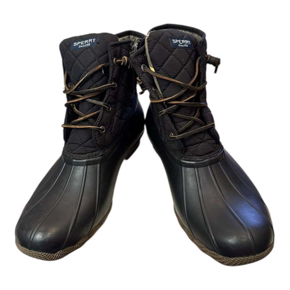 Sperry Top-Sider Women's Saltwater Black Quilted Ankle Boots Booties 11 - Picture 3 of 6